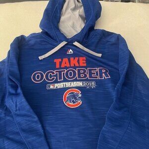 NWOT Chicago Cubs Majestic 2015 Playoff On Field Take October Streak Fleece